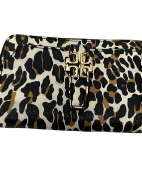 Tory Burch Leopard Print Clutch - Black, Brown & Cream